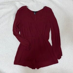 Maroon long sleeve romper